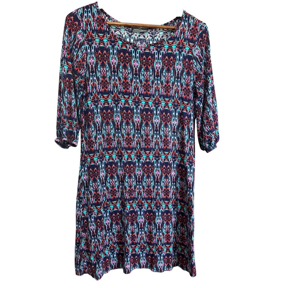 Market &‎ Spruce Dress Small Multicolor Geometric Print 3/4 Sleeve